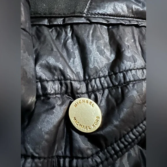 Michael Kors Womens Down Puffer Coat, Black w/leopard Print Size 2XL RN 79675 - Picture 10 of 15